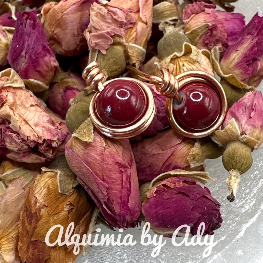 Fall essentials dark red jasper stud earrings + Gold Halo